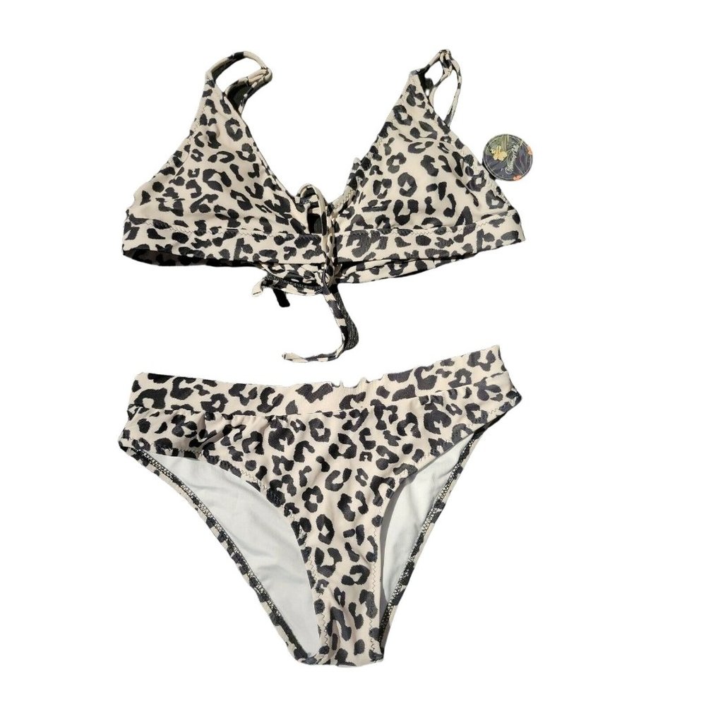 Blooming Jelly Black & White Cheetah Bikini bathing suit w/ Adjustable Straps SM